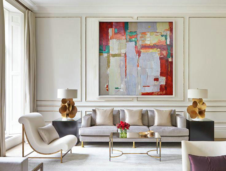 Original Abstract Painting Extra Large Canvas Art,Oversized Contemporary Art,Large Living Room Decor,Red,Orange,Purple,Green,Yellow.etc